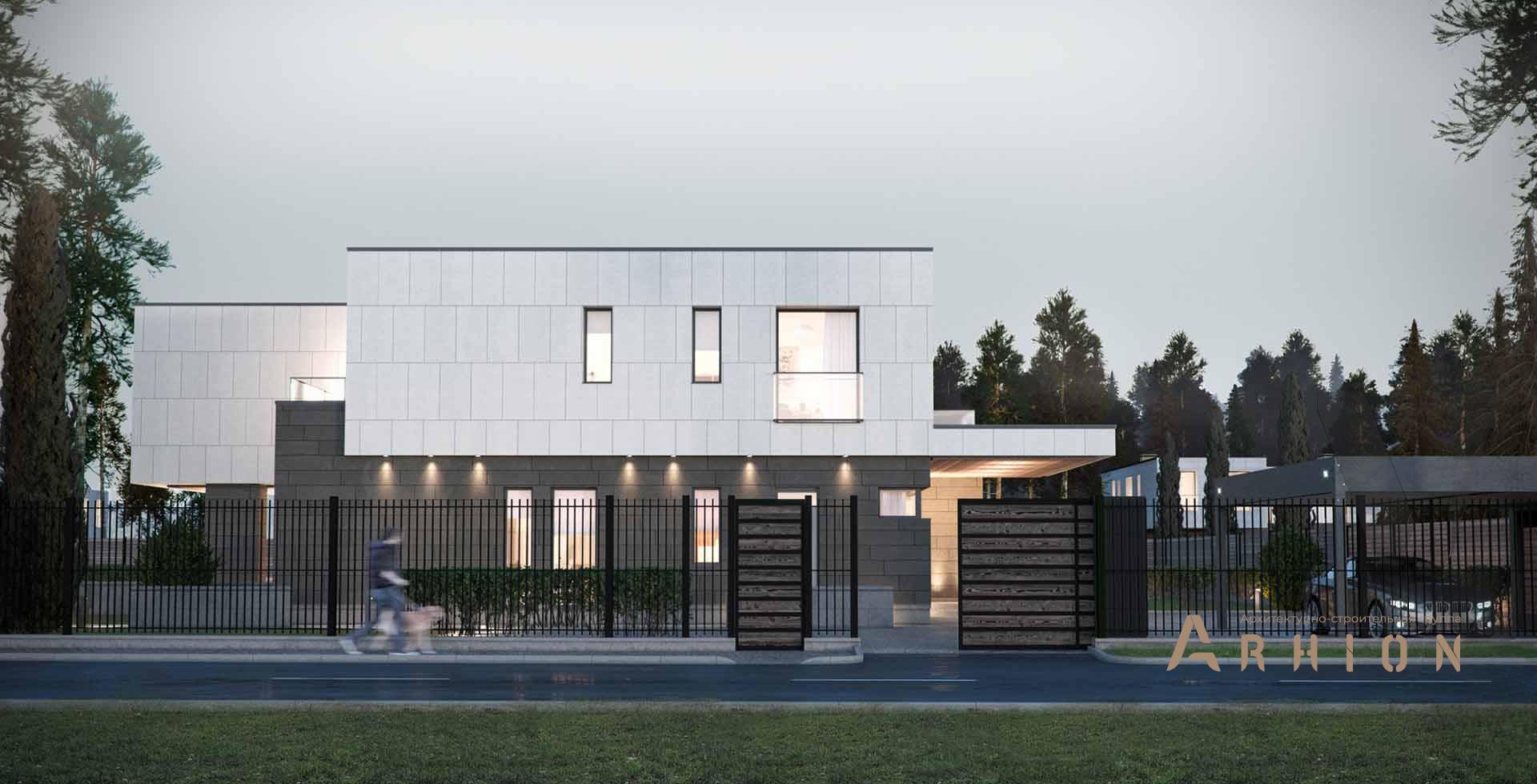 2. Проект двухэтажного дома в стиле минимализм с плоской кровлей , m-280, площадью - 295 кв c терассой, балконом, вторым светом